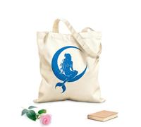 AILOONG Bolsa de lona para vino Una sirena está sentada en una luna Tela de 340g/m² de grosor Combina con la ropa