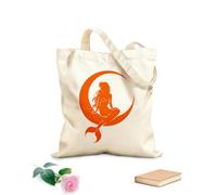 AILOONG Bolsa de lona para vino Una sirena está sentada en una luna Tela de 340g/m² de grosor Combina con la ropa