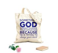 AILOONG Bolsa de lona para vino veces Dios no cambia tu situación porque está tratando de cambiar tu corazón. Tela de 340g/m² de grosor Plegable