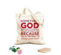 AILOONG Bolsa de lona para vino veces Dios no cambia tu situación porque está tratando de cambiar tu corazón. Tela de 340g/m² de grosor Plegable