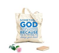 AILOONG Bolsa de lona para vino veces Dios no cambia tu situación porque está tratando de cambiar tu corazón. Tela de 340g/m² de grosor Plegable
