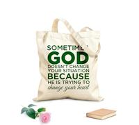 AILOONG Bolsa de lona para vino veces Dios no cambia tu situación porque está tratando de cambiar tu corazón. Tela de 340g/m² de grosor Plegable