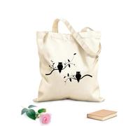 AILOONG Bolsa de lona Pareja de búhos en una rama, buenas noches, dormitorio infantil Tela de 12 oz de grosor Bolsa para dibujar 35x40cm Grande