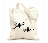 AILOONG Bolsa de lona Pareja de búhos en una rama, buenas noches, dormitorio infantil Tela de 12 oz de grosor Bolsa para dibujar 31x36cm Mediano