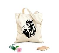 AILOONG Bolsa de lona Poliedro abstracto León africano Rey Corona Animal Gato Tela de 12 oz de grosor Bolsa para dibujar 25x30cm Pequeño