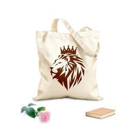 AILOONG Bolsa de lona Poliedro abstracto León africano Rey Corona Animal Gato Tela de 340g/m² de grosor Bolsa para dibujar