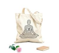 AILOONG Bolsa de lona Postura del loto meditando en el Mandala del Centro de Yoga Tela de 12 oz de grosor Sustituye a la mochila escolar 31x36cm Mediano