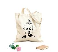 AILOONG Bolsa de lona Religión Buda Cara Cabeza Budismo Oriental Tela de 12 oz de grosor Sustituye a la mochila escolar 31x36cm Mediano