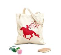 AILOONG Bolsa de lona Silueta de niña, jinete, pájaros, patrones Tela de 340g/m² de grosor Bolsa para dibujar
