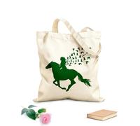 AILOONG Bolsa de lona Silueta de niña, jinete, pájaros, patrones Tela de 340g/m² de grosor Bolsa para dibujar