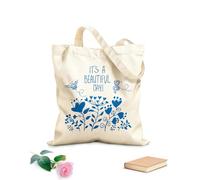 AILOONG Bolsa de lona sin blanquear Cita de abeja floreciente Que tengas un buen día Floral Moderno Tela de 340g/m² de grosor Se usa como bolsa de herramientas