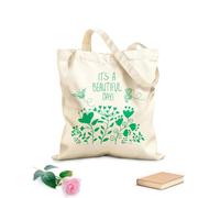 AILOONG Bolsa de lona sin blanquear Cita de abeja floreciente Que tengas un buen día Floral Moderno Tela de 340g/m² de grosor Se usa como bolsa de herramientas