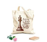 AILOONG Bolsa de lona sin blanquear Cita de motivación Cree en ti mismo Ajedrez Tela de 340g/m² de grosor Se usa como bolsa de herramientas