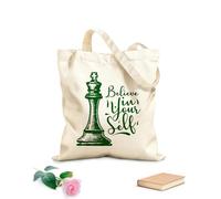AILOONG Bolsa de lona sin blanquear Cita de motivación Cree en ti mismo Ajedrez Tela de 340g/m² de grosor Se usa como bolsa de herramientas
