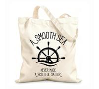 AILOONG Bolsa de lona sin blanquear Cita de Ocean: El mar en calma nunca hizo un marinero hábil Tela de 12 oz de grosor Se usa como bolsa de herramientas 31x36cm Mediano