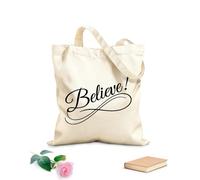 AILOONG Bolsa de lona sin blanquear Cita de palabras, letras, creer, signo del infinito Tela de 12 oz de grosor Se usa como bolsa de herramientas 31x36cm Mediano