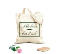 AILOONG Bolsa de lona sin blanquear Cita divertida Beso mejor que cocino Tela de 340g/m² de grosor Se usa como bolsa de herramientas