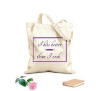 AILOONG Bolsa de lona sin blanquear Cita divertida Beso mejor que cocino Tela de 340g/m² de grosor Se usa como bolsa de herramientas
