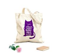 AILOONG Bolsa de lona sin blanquear Cita divertida Mascotas Gatos Animal House no es un hogar sin un gato Tela de 340g/m² de grosor Se usa como bolsa de herramientas