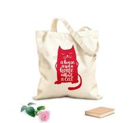 AILOONG Bolsa de lona sin blanquear Cita divertida Mascotas Gatos Animal House no es un hogar sin un gato Tela de 340g/m² de grosor Se usa como bolsa de herramientas