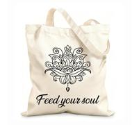 AILOONG Bolsa de lona sin blanquear Cita inspiradora: Alimenta tu alma, palabras y frases Tela de 12 oz de grosor Se usa como bolsa de herramientas 35x40cm Grande