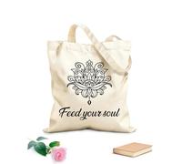 AILOONG Bolsa de lona sin blanquear Cita inspiradora: Alimenta tu alma, palabras y frases Tela de 12 oz de grosor Se usa como bolsa de herramientas 31x36cm Mediano