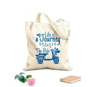 AILOONG Bolsa de lona sin blanquear Cita inspiradora Vida Viaje Disfruta Paseo en scooter Tela de 340g/m² de grosor Se usa como bolsa de herramientas