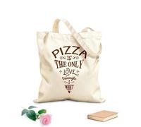 AILOONG Bolsa de lona sin blanquear Cita Pizza Solo Triángulo Amoroso Restaurante Cafetería Tela de 340g/m² de grosor Se usa como bolsa de herramientas