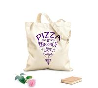 AILOONG Bolsa de lona sin blanquear Cita Pizza Solo Triángulo Amoroso Restaurante Cafetería Tela de 340g/m² de grosor Se usa como bolsa de herramientas