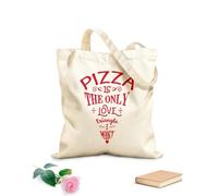 AILOONG Bolsa de lona sin blanquear Cita Pizza Solo Triángulo Amoroso Restaurante Cafetería Tela de 340g/m² de grosor Se usa como bolsa de herramientas