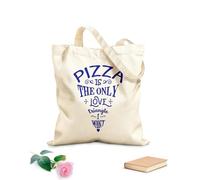 AILOONG Bolsa de lona sin blanquear Cita Pizza Solo Triángulo Amoroso Restaurante Cafetería Tela de 340g/m² de grosor Se usa como bolsa de herramientas