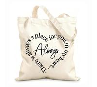 AILOONG Bolsa de lona sin blanquear Cita romántica de amor: Siempre pongo mi corazón Tela de 12 oz de grosor Se usa como bolsa de herramientas 35x40cm Grande