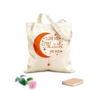AILOONG Bolsa de lona sin blanquear Cita romántica Te amo hasta la luna y más allá Tela de 340g/m² de grosor Se usa como bolsa de herramientas