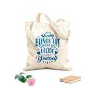 AILOONG Bolsa de lona sin blanquear Citas con letras que dicen que la belleza comienza en el momento Tela de 340g/m² de grosor Se usa como bolsa de herramientas