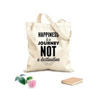 AILOONG Bolsa de lona sin blanquear Citas Palabras La felicidad es un viaje, no un destino Tela de 12 oz de grosor Se usa como bolsa de herramientas 31x36cm Mediano