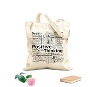 AILOONG Bolsa de lona sin blanquear Citas, palabras y cartas sobre el pensamiento positivo Tela de 12 oz de grosor Se usa como bolsa de herramientas 25x30cm Pequeño