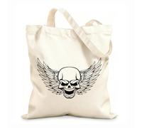 AILOONG Bolsa de lona sin blanquear Coche de garaje de la muerte con alas de calavera Tela de 12 oz de grosor Se usa como bolsa de herramientas 35x40cm Grande