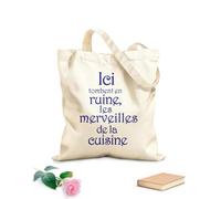 AILOONG Bolsa de lona sin blanquear Cocina francesa Ici Tombent en ruine les merveilles de la Cuisine Tela de 340g/m² de grosor Eslogan personalizable