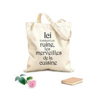 AILOONG Bolsa de lona sin blanquear Cocina francesa Ici Tombent en ruine les merveilles de la Cuisine Tela de 340g/m² de grosor Eslogan personalizable