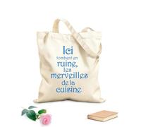 AILOONG Bolsa de lona sin blanquear Cocina francesa Ici Tombent en ruine les merveilles de la Cuisine Tela de 340g/m² de grosor Eslogan personalizable