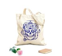 AILOONG Bolsa de lona sin blanquear Cráneo mecánico Steampunk Cabeza Robot Adolescente Tela de 340g/m² de grosor Se usa como bolsa de herramientas