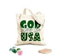 AILOONG Bolsa de lona sin blanquear Dios te bendiga, Estados Unidos. Palabras patrióticas. Tela de 340g/m² de grosor Se usa como bolsa de herramientas