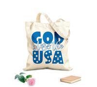 AILOONG Bolsa de lona sin blanquear Dios te bendiga, Estados Unidos. Palabras patrióticas. Tela de 340g/m² de grosor Se usa como bolsa de herramientas