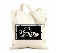 AILOONG Bolsa de lona sin blanquear El hogar es donde está el amor. Cita de la casa Tela de 12 oz de grosor Se usa como bolsa de herramientas 25x30cm Pequeño