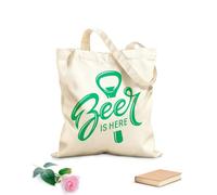 AILOONG Bolsa de lona sin blanquear Frase de pub La cerveza está aquí Gorra de cerveza Cervecería Tela de 340g/m² de grosor Se usa como bolsa de herramientas