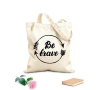 AILOONG Bolsa de lona sin blanquear Frase inspiradora de letras Sé valiente Tela de 12 oz de grosor Se usa como bolsa de herramientas 25x30cm Pequeño