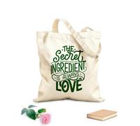 AILOONG Bolsa de lona sin blanquear Frase inspiradora El ingrediente secreto siempre ama Tela de 340g/m² de grosor Se usa como bolsa de herramientas