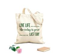 AILOONG Bolsa de lona sin blanquear Frase inspiradora para vivir en casa. Tela de 340g/m² de grosor Se usa como bolsa de herramientas