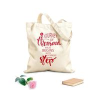 AILOONG Bolsa de lona sin blanquear Inicio Cita Positiva Viaje Mil Millas Un Solo Paso Tela de 340g/m² de grosor Se usa como bolsa de herramientas