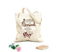 AILOONG Bolsa de lona sin blanquear Inicio Cita Positiva Viaje Mil Millas Un Solo Paso Tela de 340g/m² de grosor Se usa como bolsa de herramientas